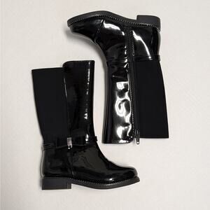 Toddler Patent Black Boots | Size 9